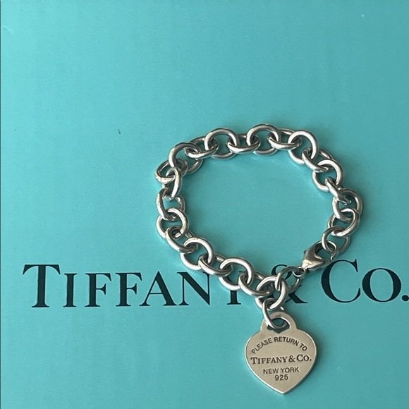 Tiffany & Co. Please Return to Tiffany Heart Blue Enamel Tag Silver Bracelet - Picture 6 of 17
